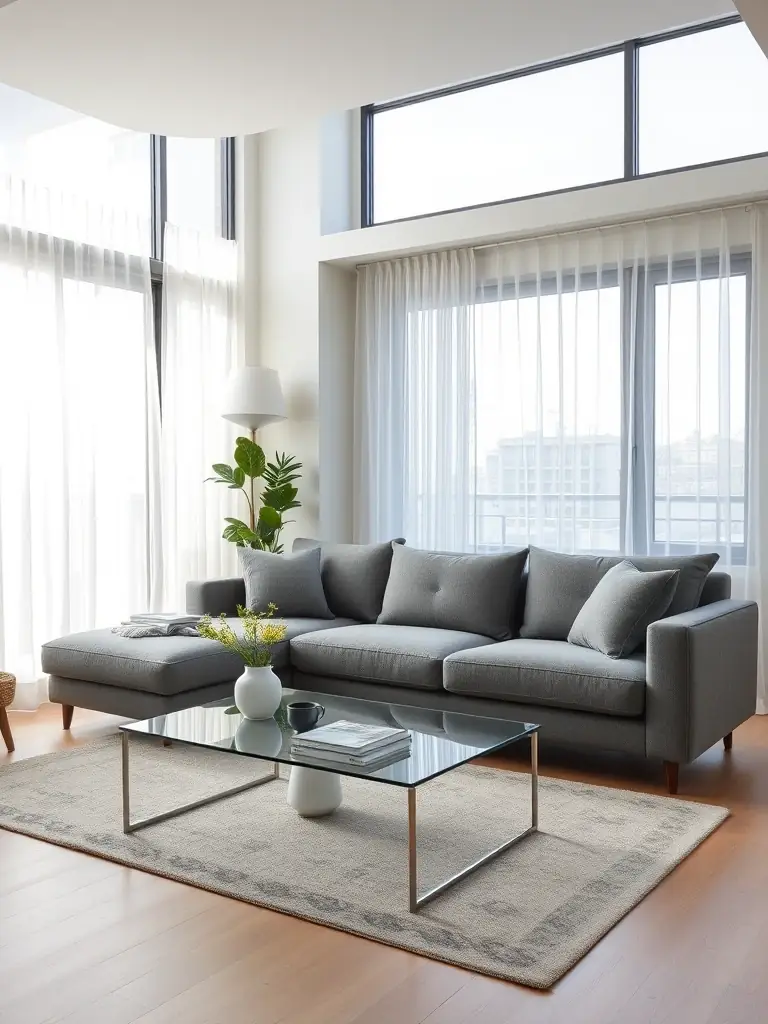 A brightly lit, modern home interior showcasing the results of a professional cleaning service, with sparkling surfaces and organized spaces.