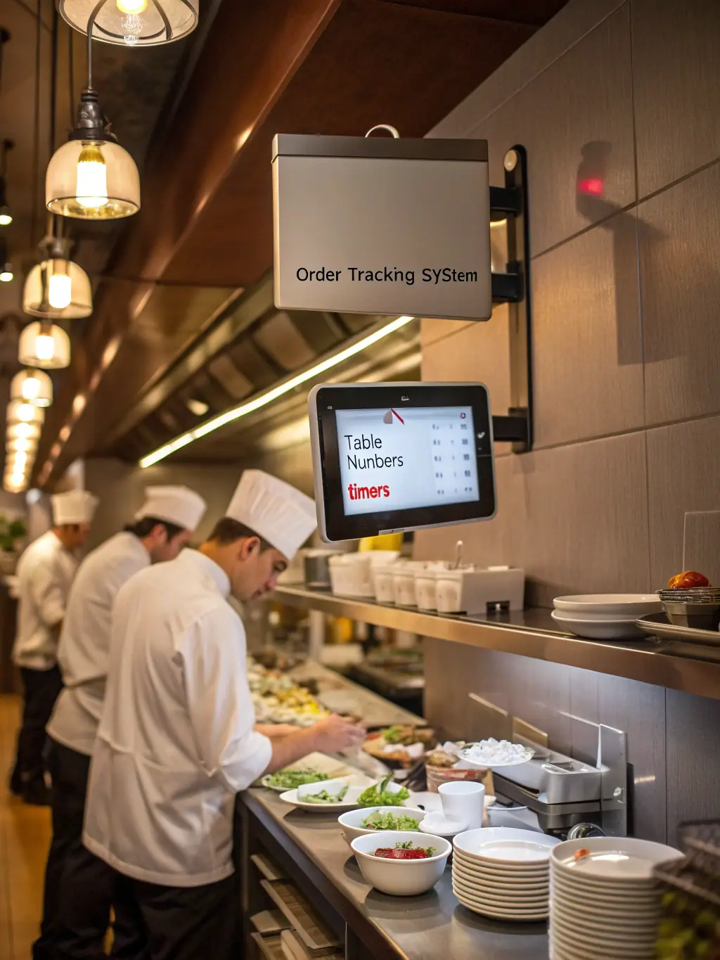 A modern restaurant kitchen with chefs preparing meals, highlighting the latest culinary trends and innovations.
